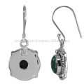 Natural Tibetan Turquoise Gemstone & 925 Sterling Silver Bali Design Earring for Ladies